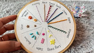 12 basic embroidery stitches tutorial  Embroidery for Beginners  Let’s Explore [upl. by Yup993]