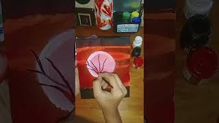 Red sky canvas painting ❤️🍒art painting youtube shorts [upl. by Arreyt]