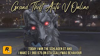 Today I win the Benefactor Schlagen GT and make 1960675 on assorted GTA scallywag behaviour [upl. by Harty]