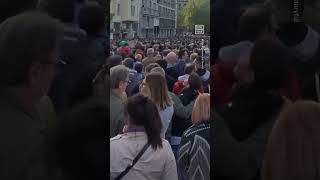 Thousands Protest in Belgrade Serbia Following Mass Shootings [upl. by Nyltak848]