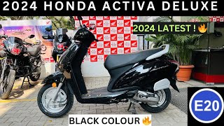 2024 Honda Activa Deluxe E20  On Road Price Black Colour🔥 2024 Latest Honda Activa Deluxe Review [upl. by Cleres]