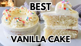 How to Make the BEST VANILLA CAKE  Classic Vanilla Cake Recipe with Whipped Buttercream Frosting [upl. by Yedsnil]