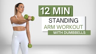 12 min STANDING ARM WORKOUT  With Dumbbells  No Pushups [upl. by Naitsabas]