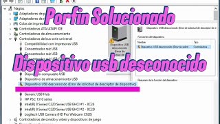 Dispositivo USB desconocido  Error de solicitud de descriptor de dispositivo [upl. by Pamela]