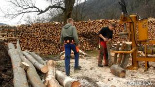 Holzspalten  Arbeiten mit der Motorsäge [upl. by Murtha997]