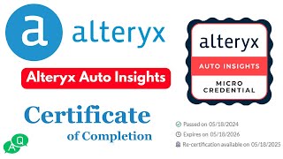 Alteryx Auto Insights  Certificate of Completion AutoInsights certificationexam alteryx 2024 [upl. by Drusie230]