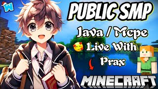 🔴MINECRAFT PUBLIC SMP  CRACKED SMP JAVA  MCPE 247 LIVE SERVER WITH PRAX live shorts shortsfeed [upl. by Cayser]