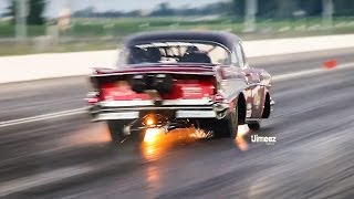 SHAKE N BREAK 2000HP 57 CHEVY DRIVESHAFT FAILURE RT66 JOLIET [upl. by Epilif273]