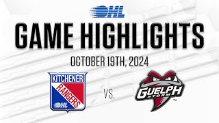 OHL Highlights Kitchener Rangers  Guelph Storm Oct 19 2024 [upl. by Itak]