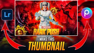 Create This RANK PUSH Thumbnail using PicsArt 🤩  Bgmi Thumbnail Beast Editzz [upl. by Dnalel771]