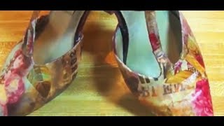 how to decoupage Shoes leather or pleather [upl. by Ede]