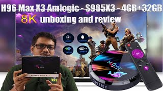 Hindi  H96 Max X3 Amlogic  S905X3  4GB32GB unboxing and review  from Banggood [upl. by Alrac]