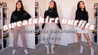 SWEATSHIRT outfit ideas lookbook  how to style sweatshirts  casual sweatshirt outfits for spring [upl. by Novit112]