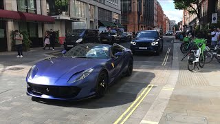 Supercars In London 2024 19  Huracan Tecnica 812 GTS Novitec GT3 Emira G63 AMG Vantage SLS [upl. by Nosyaj]