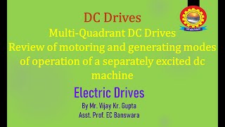 Review of motoring and generating modes of operation of a separately excited dc machine by Mr V K G [upl. by Nivar]