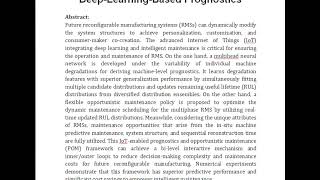 Intelligent Maintenance Framework for Reconfigurable Manufacturing With Deep Learning Based Prognost [upl. by Olivann]