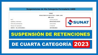 Suspensión de Cuarta Categoría 2023  SUNAT [upl. by Adnilram]