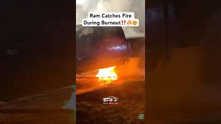 Dodge Ram Catches Fire During Burnout Contest [upl. by Arammahs]