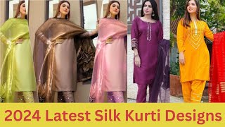 Very Beautiful Silk Kurti Designs  New Stylish Silk Kurti ke Designs [upl. by Eidok778]