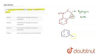 onitrophenol is more volatile than pnitrophenol it is due to  CLASS 12  MOCK TEST 8  CHEMIS [upl. by Eerual489]