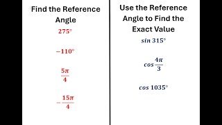 Find the Reference Angle and Use it to Find the Exact Value [upl. by Dnanidref693]