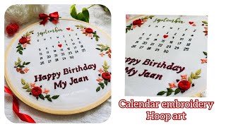 Calendar embroidery hoop art 🗓️ Hand embroidery ✨ Birthday gift Ideas 🎁 Bits of Threads embroidery [upl. by Sill]