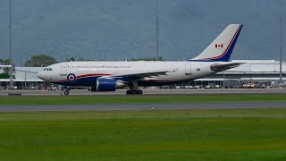 A Japanese Defense Force Kawasaki C2 amp Canadian Air Force A310 Arrivals At Cairns Intl Airport [upl. by Gorges]