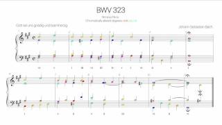 Bach Chorale BWV 323 Harmonic analysis with colored notes Gott sei uns gnädig und barmherzig [upl. by Renner]