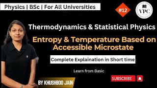 Entropy and Temperature based on accessible microstates  lect 12  bsc 2nd year physics [upl. by Aniakudo148]