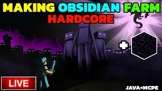 Making Obsidian Farm For Gold in Hardcore Minecraft Live [upl. by Alehcim]