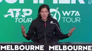 Garbiñe Muguruza press conference  Melbourne Summer Series 2021 [upl. by Arabella]