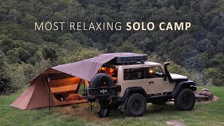 Relaxing SOLO Camping with Rain Forest Mountain views  gloomy weather cosy shelter rain ASMR [upl. by Lurline]