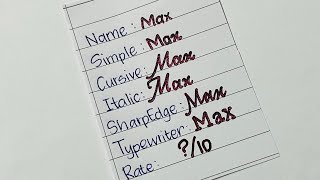 Writing ‘Max’ with Style 6 Handwriting Fonts Revealed  HandwriterAjay [upl. by Tamqrah]