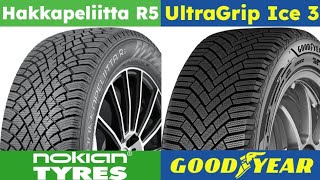 Nokian Hakkapeliitta R5 vs Goodyear UltraGrip Ice 3 [upl. by Ogdan]