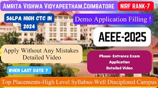 AEEE2025Amrita Vishwa VidyapeethamEntrance Exam Demo Application FillingCoaching for ExamDinesh [upl. by Marsland481]