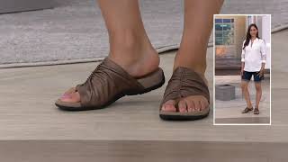 Taos Leather Ruched Toe Loop Sandals  Gift 2 on QVC [upl. by Soracco]