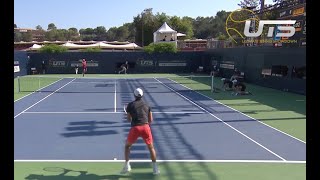 Dominic Thiem hits unreal forehand winner against Matteo Berrettini after grinding baseline rally [upl. by Connel]