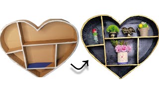 DIY Heart Shape Cardboard Home Organizer  Cardboard Crafts [upl. by Ettenaj]