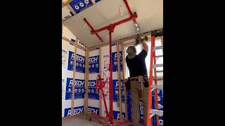 Installing Drywall by Yourself ceiling panels with a hoist [upl. by Tlok]