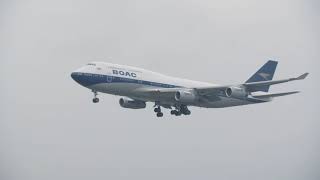 British Airways Boeing 747400 GBYGC BOAC livery at LHR [upl. by Sira]