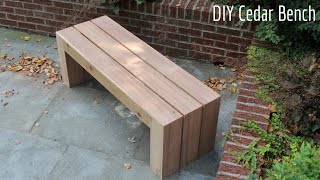 DIY Cheap Modern Outdoor Cedar Bench  2x4 Build  60 [upl. by Arikahc]