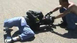 Motorcycle crashes after attempted stoppie [upl. by Ennoira]