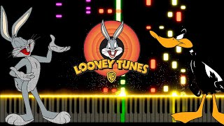 LOONEY TUNES amp MERRIE MELODIES THEME Song  Easy Piano Tutorial [upl. by Yelahc]