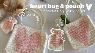 how to crochet a heart bag amp pouch  indepth tapestrypixel grid crochet tutorial [upl. by Maitund139]