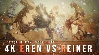 Eren vs Reiner  Attack on Titan Season 4 Part 2 Episode 1 FULL FIGHT  English Sub 4k [upl. by Nohsauq]