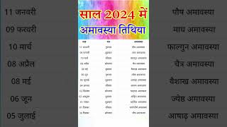 2024 amavasya kab hai  2024 amavasya dates  2024 amavasya list  2024 amavasya calendar  अमावस्या [upl. by Nylirehs]