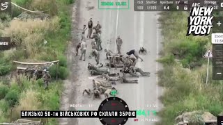 Russian soldiers appear to surrender to Ukrainian forces during crossborder attack [upl. by Norrab479]