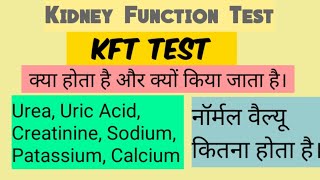 KFT test explain in hindi  KFT test normal range  kidney function test [upl. by Nivar]