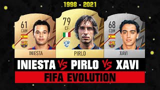 Xavi VS Iniesta VS Pirlo FIFA EVOLUTION 😱🔥 FIFA 98  FIFA 21 [upl. by Uella644]