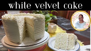 WHITE VELVET CAKE 🍰cooking amazing homemade baking diy blessed goodeats [upl. by Tonie]